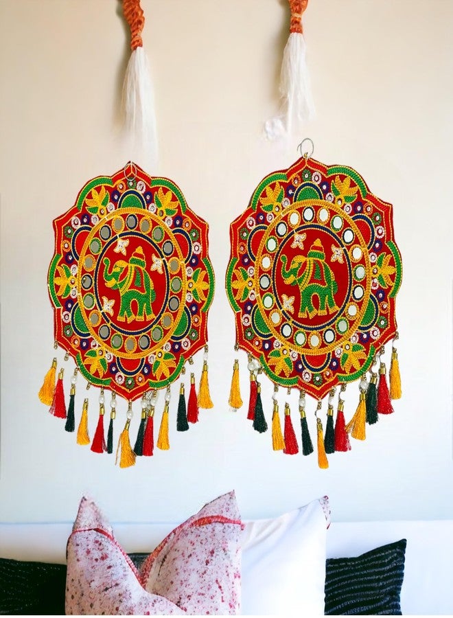 TORNORY Velvet Door Hangings For Home Decoration | Latkan | Jhumar | Stylish Torans For Entrance Door(Set Of 2 Pieces) (Round-Todla03), Multicolour - Image 2